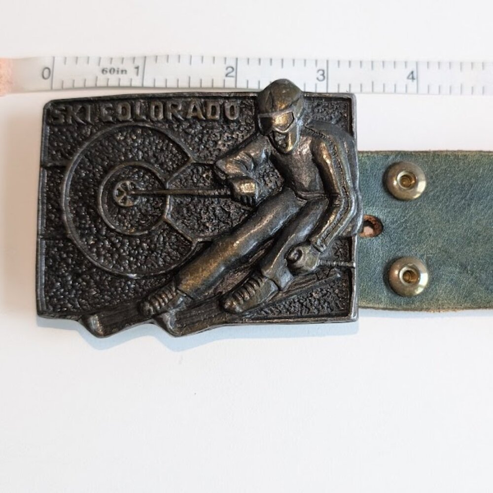 Dimensional Cast - "Ski Colorado" Belt Buckle & Belt  size 33-36